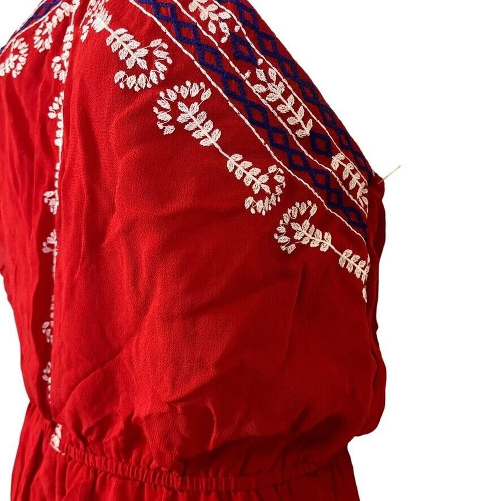 Top Shop Topshop Womens Red White Blue Embroidered Romper Shorts Halter NWT sz 2 - Picture 8 of 15